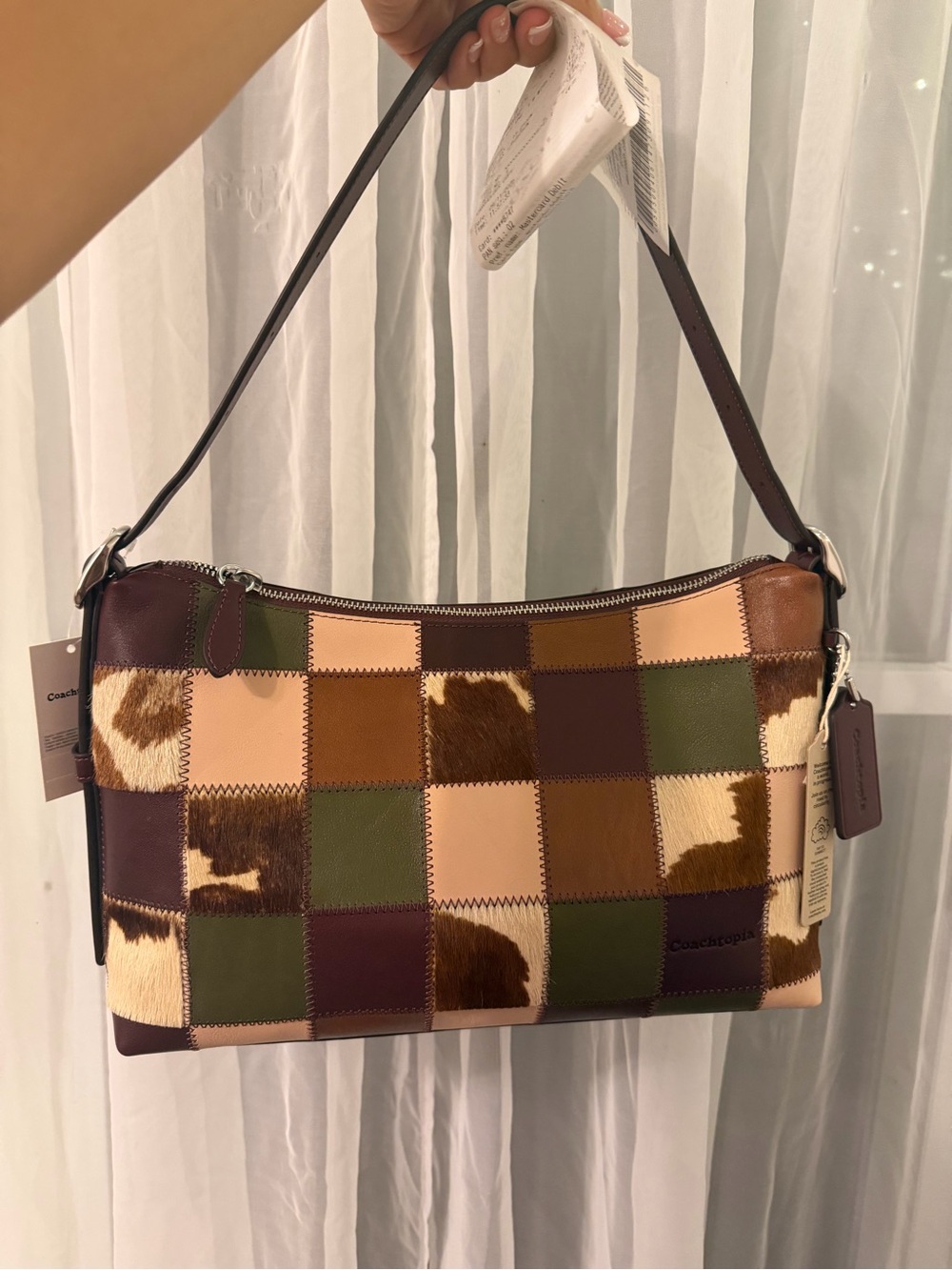 Coachtopia Collection Patchwork Shoulder Bag in Merlot & Olive